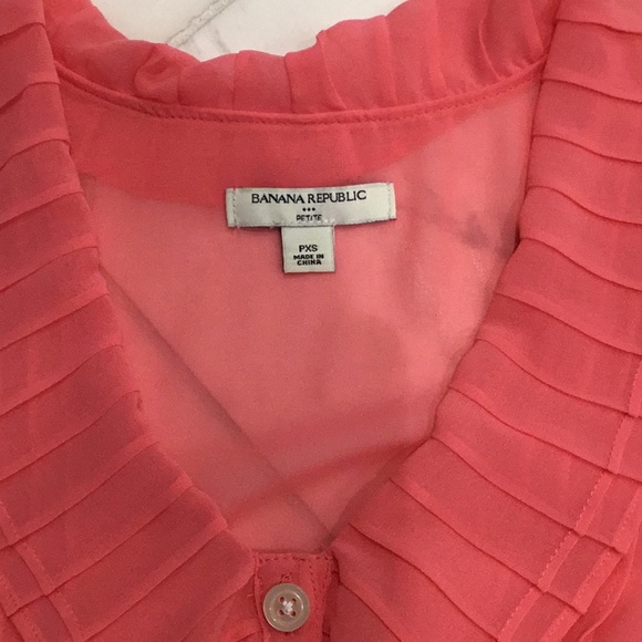 Banana Republic FO sheer sleeveless button front w/tie waist blouse, pink XSP - Picture 2 of 15